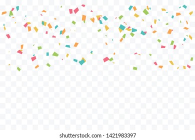 Colorful Confetti On Transparent Background. Celebration & Party. Surprise Banner. festa junina brazil. Vector Illustration