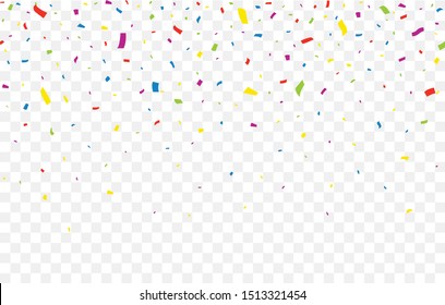 Colorful Confetti on transparent background. Falling confetti - stock vector.