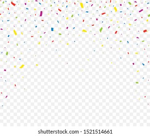 Colorful Confetti on transparent background. Falling confetti - stock vector.