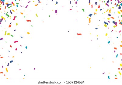 Colorful Confetti On Transparent Background. Celebration & Party. Vector 