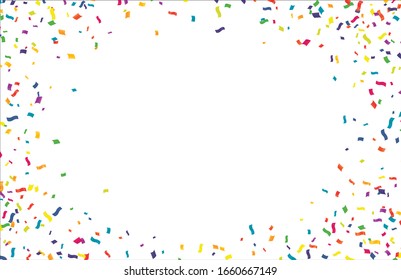 Colorful Confetti On Transparent Background. Celebration & Party. Vector 