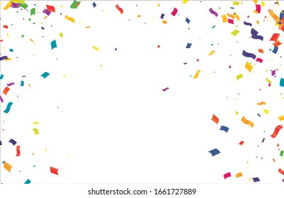 Colorful Confetti On Transparent Background. Celebration & Party. Vector 