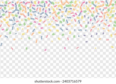 Colorful confetti on transparent background. Festive vector illustration.