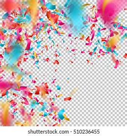 Colorful confetti on transparent background. EPS 10 vector file included