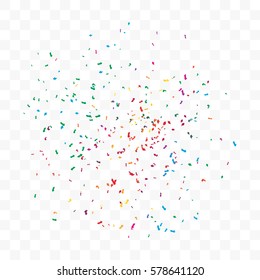 Colorful Confetti On Transparent Background. Vector