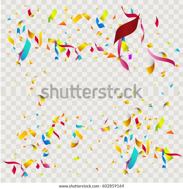 Colorful Confetti On Transparent Square Background Stock