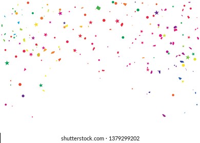 Colorful Confetti On White Background. Celebration & Party. Vector Illustration