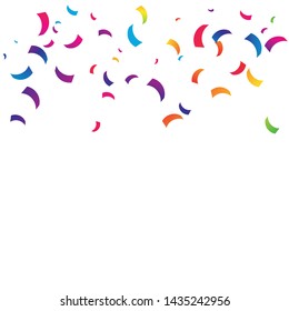 Colorful Confetti On White Background. Celebration & Party. Vector Illustration
