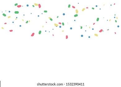 Colorful Confetti On White Background. Celebration & Party. Vector Illustration