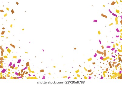 Colorful confetti on a white background. Illustration of a drop of shiny particles. Decorative element for your design.