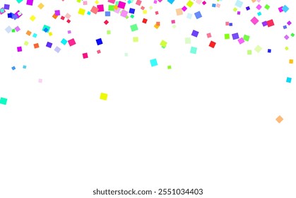 Colorful confetti on white background. Holiday vector illustration. Falling sequins.