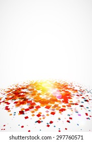 Colorful confetti on white background with great light. Vector