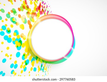 Colorful confetti on white background with great light. Vector