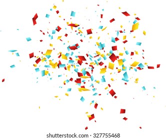 Colorful confetti on white background. Vector Illustration.