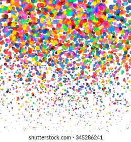 Colorful Confetti on White background. Christmas, Birthday, Anniversary Party Concept. Vector Illustration