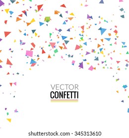 Farbige Confetti auf weißem Hintergrund. Weihnachten, Geburtstag, Jubiläum Party Konzept. Vektorgrafik. 