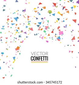 Colorful Confetti on White background. Christmas, Birthday, Anniversary Party Concept. Vector Illustration.