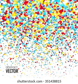Colorful Confetti on White background. Christmas, Birthday, Anniversary Party Concept. Vector Illustration.
