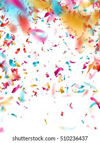 Colorful confetti on white background. EPS 10 vector file included