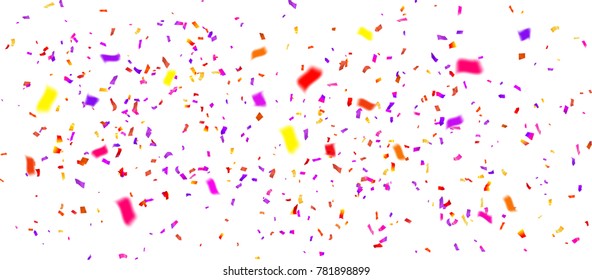 colorful confetti on white background, vector illustration.