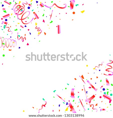 Colorful confetti on white background. Festive  background. Suitable for postcard background, banner, poster, cover design.