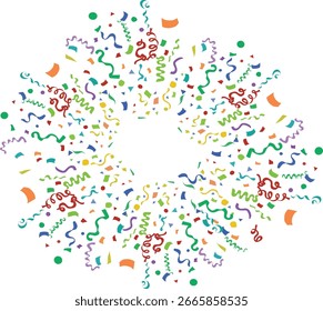 Colorful Confetti, Paper Confetti Design Vector illustration. Good for banner, poster, greeting card, party card, invitation, template, advertising, campaign, and social media.