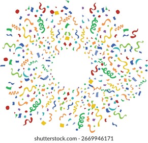 Colorful Confetti, Paper Confetti Design vector illustration vector illustration. Good for banner, poster, greeting card, party card, invitation, template, advertising, campaign, and social media.