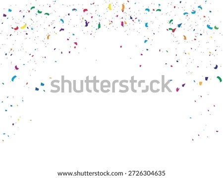 Colorful Confetti and Paper Shapes on White Background, Multicolored Party Confetti Celebration, Festive Rainbow Confetti Falling