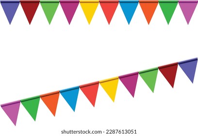 Colorful confetti, party flags isolated on white background.set of colorful ribbons