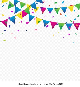 Colorful Party Flags Confetti Falling On Stock Vector (Royalty Free ...