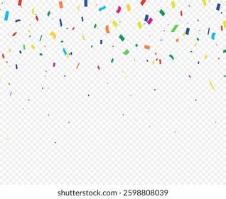 Colorful confetti and party streamers in a fun pattern for a celebration design. Celebration carnival ribbons, confetti, holiday, birthday.