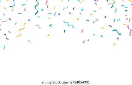 A colorful confetti pattern background with wavy lines, perfect for celebrations. Festive decoration vector illustration.