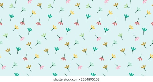 Padrão de confete colorido em um fundo festivo e design decorativo. Flores bonitas desenhadas à mão, padrões sem costura com floral para tecido, têxteis, vestuário