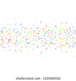 Colorful confetti pieces on white background. Holiday party decoration backdrop, Vector illustration