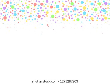 Colorful confetti pieces on white background. Holiday party decoration backdrop, Vector illustration