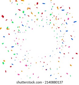 Colorful Confetti Png Vector Transparent Background, Many Falling Colorful Tiny Confetti And Ribbon On Transparent Background. Celebration Event And Party. Multicolored. Vector