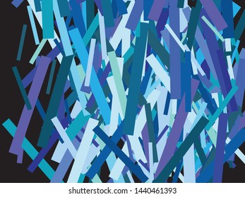 Colorful confetti restangles falling. Vector illustration space. Vintage element of design. Blue invitation template background image, poster or greeting card.