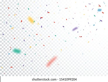 Colorful Confetti and ribbon celebrations design isolated on transparent background