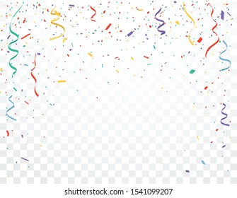 Colorful Confetti and ribbon celebrations design isolated on transparent background