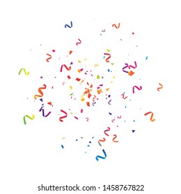 Colorful Confetti And Ribbon Falling On White Background. Celebration & Party. Vector Illustration