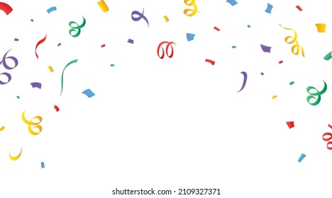 Colorful confetti and ribbon falling vector. Party confetti and Ribbon falling isolated on white background. Festival elements vector. Anniversary and birthday celebration element.