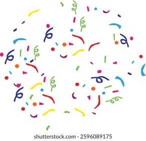 colorful confetti ribbon vector illustration. Good for banner, poster, greeting card, party card, invitation, template, advertising, campaign, and social media.