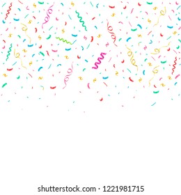 Colorful confetti ribbons festive background. Vector illustration