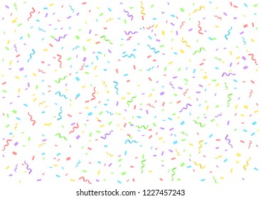 Colorful confetti ribbons festive background. Vector illustration