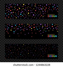 Colorful confetti ribbons festive banner set. Vector illustration can be used for greeting card, carnival, celebration