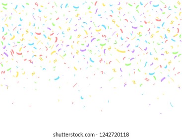 Colorful confetti ribbons festive over white background for party holiday postcard poster website carnival birthday parties. Vector illustration