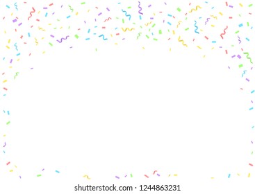 Colorful confetti ribbons festive over white background for party holiday postcard poster website carnival birthday parties. Vector illustration