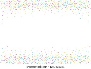 Colorful confetti ribbons festive over white background for party holiday postcard poster website carnival birthday parties. Vector illustration