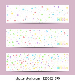 Colorful confetti ribbons festive paper banner set. Colored confetti Vector illustration can be used for greeting card, carnival, celebration