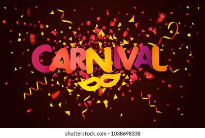 Colorful confetti and ribbons on dark backgroundÃ?Å½ Carnival poster